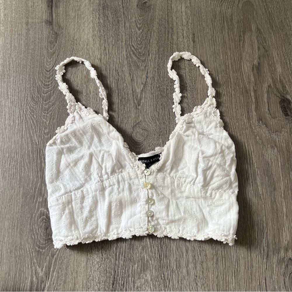 Kendall & Kylie White Cropped Tank